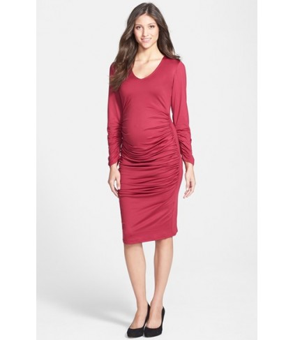 Eva Alexander London Ruched Maternity Midi Dress, - - Pink