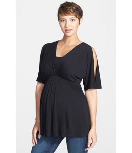 Maternal America Split Sleeve Maternity/nursing Top