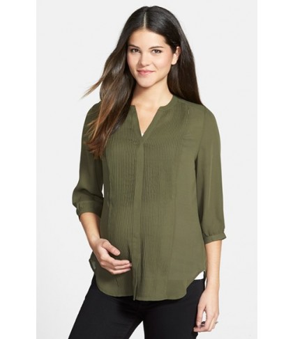 Loyal Hana 'Audrey' Maternity/nursing Tuxedo Blouse