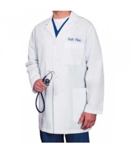 Meta mens 34 inch three pocket lab coat - White - M