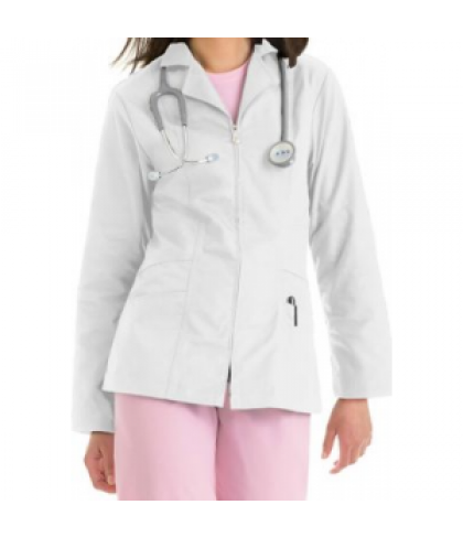 Urbane women's lab coat with zipper - White - XS