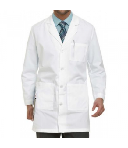 Landau Mens medical lab coat - White Sanded Twill - 32