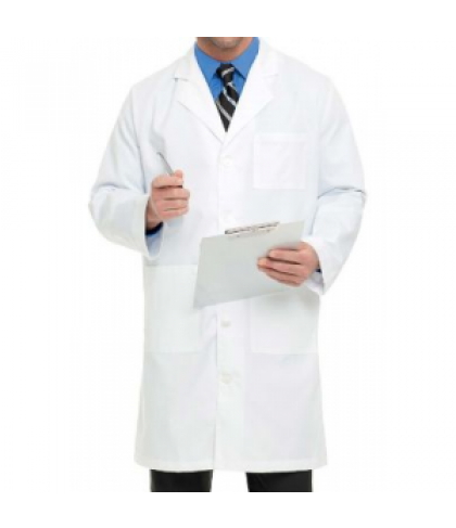 Landau mens knee length lab coat - White twill - 34