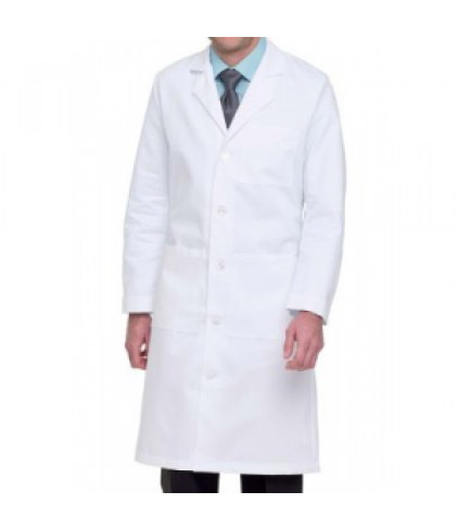 Landau mens five button lab coat - White twill - 32