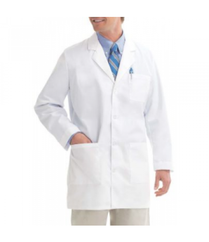 Landau mens four button lab coat - White - 46