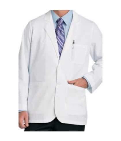 Landau uniforms mens consultation length lab coat - White Twill - 34