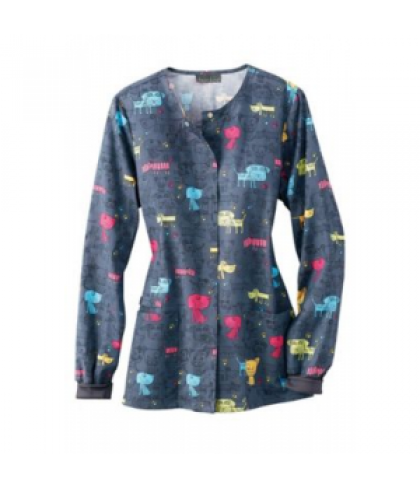 Cherokee Fuzzy Friends print scrub jacket - Fuzzy Friends - XL