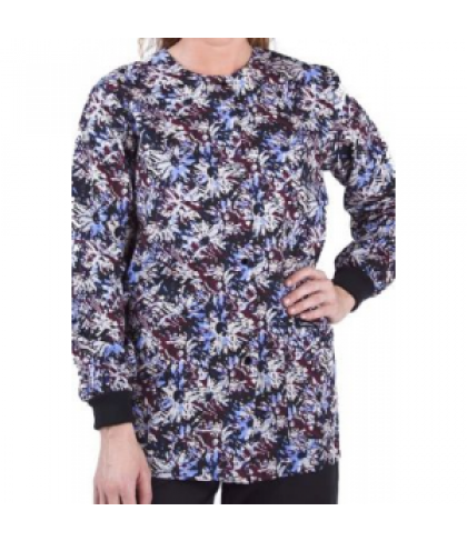 Landau Uniforms Scattered Blooms print scrub jacket - Scattered Blooms Multi - M