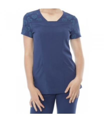 HeartSoul laser-cut heart pattern scrub top - Laser Love Navy - XL