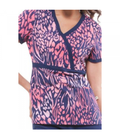 Healing Hands Femme Fatal Katy mock wrap print scrub top - Femme Fatal - 3X