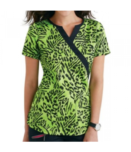 Beyond Scrubs Green Tiger crossover print scrub top - Green Tiger - XS