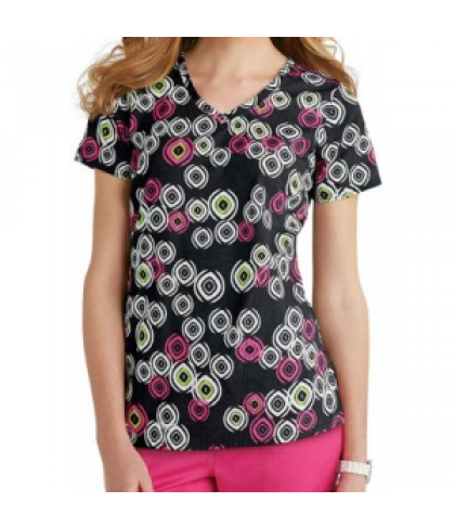 Beyond Scrubs Geo Pop v-neck print scrub top - Geo Pop - M