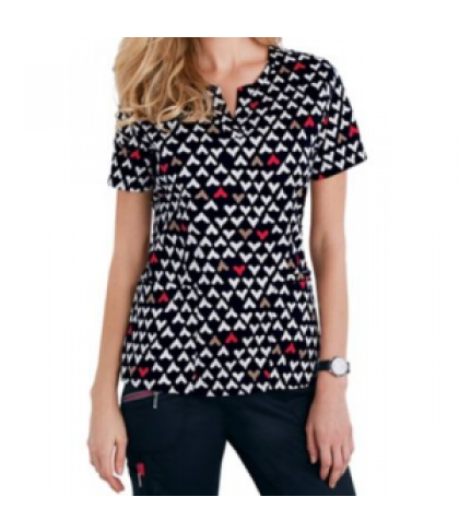 Beyond Scrubs Red Hearts Henley top - Red Hearts - XS