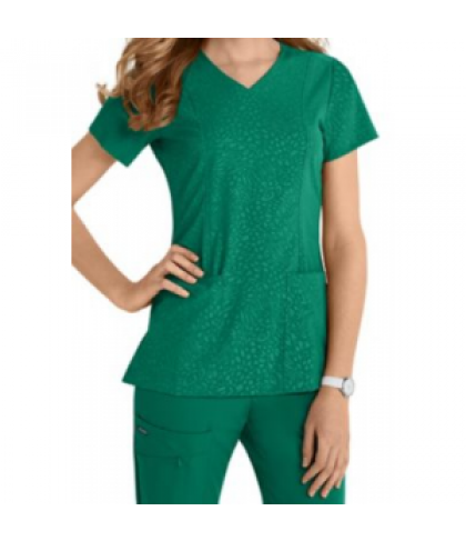 Jockey Leopard Tonal embossed scrub top - Spruce - M