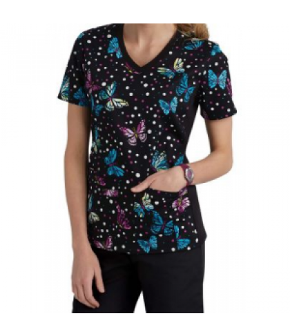 Cherokee Flexibles Midnight Flutter print scrub top - Midnight Flutter - L