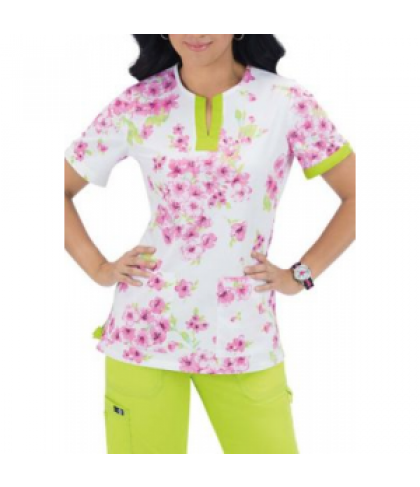 Koi Ella Heavenly Blossoms notch neck print scrub top - Heavenly Blossoms - S