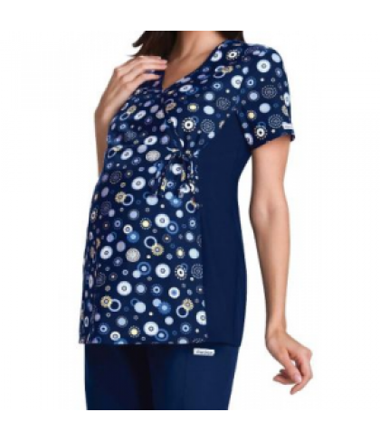 Cherokee Flexibles Dots Wonderful print maternity scrub top - Dots Wonderful - XS