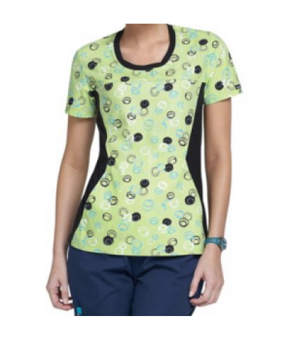 Cherokee Flexibles Dots A Doodle scoop neck print scrub top - Dots A Doodle - XS