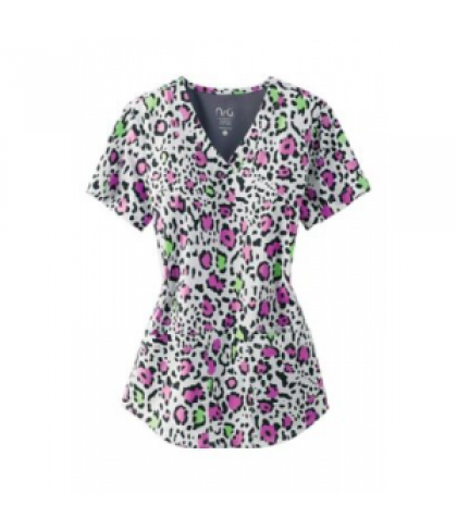 NrG by Barco Super Foxy v-neck print scrub top - Super Foxy - XL