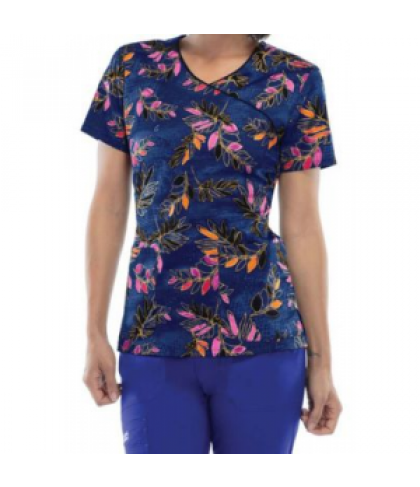 Cherokee Runway Shimmering Leaves print scrub top - Shimmering Leaves - S