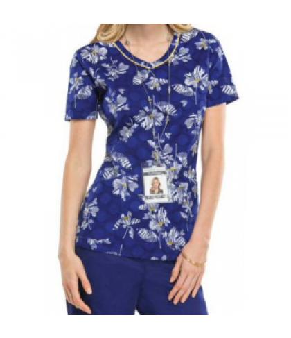 Cherokee Runway Stripe A Posy print scrub top - Stripe A Posy - XS