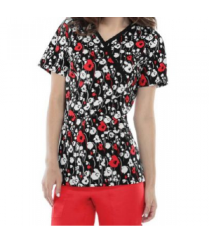 Cherokee Runway Hello Poppy print scrub top - Hello Poppy - M