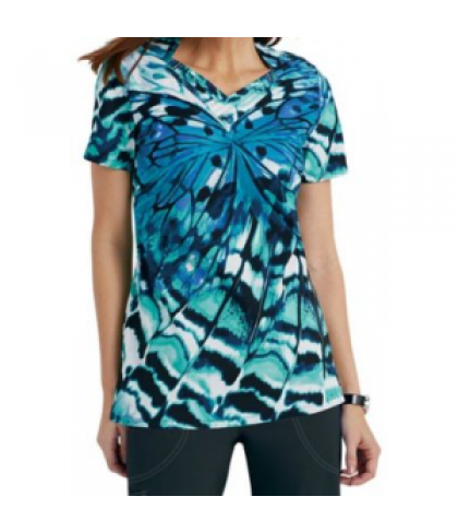 Landau Airy Reflections v-neck scrub top - Airy Reflection - XS