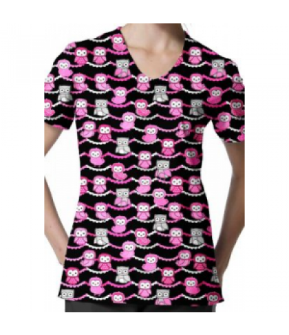 Zoe + Chloe Owl Always Love You print scrub top - Owl Always Love You - M