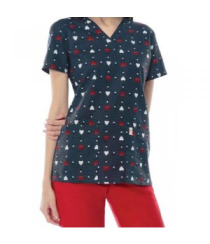 Code Happy Happy Lady print scrub top with Certainty - Happy Lady - XS