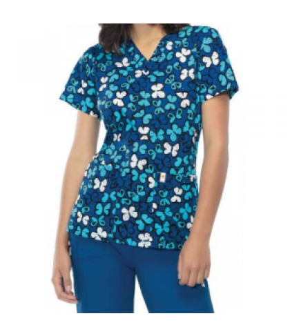 Code Happy Butterfly Kisses print scrub top with Certainty - Butterfly Kisses - L