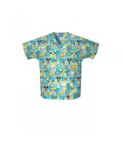 Cherokee Scrub HQ Pet Shop Boys print v-neck scrub top - Pet Shop Boys - L