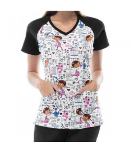 Cherokee Tooniforms Hugs and Fixes print scrub top - Hugs and Fixes - 2X