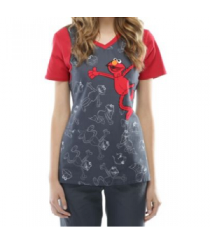 Cherokee Tooniforms Chalkboard Elmo print scrub top - Chalkboard Elmo - XL