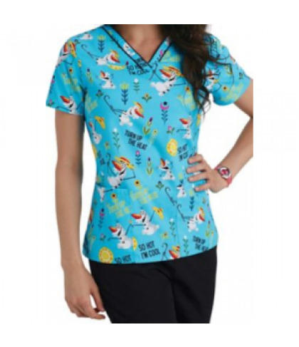 Cherokee Tooniforms Turn Up the Heat print scrub top - Turn Up the Heat - XXS