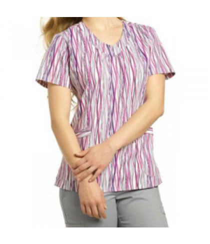 White Cross Line Up v-neck print scrub top - Line Up - XS