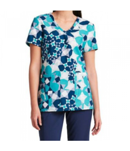 KD110 Geolicious v-neck print scrub top - Geolicious - 3X