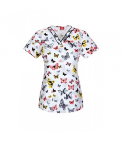 Dickies EDS Signature Just Wingin It print scrub top with Certainty - Just Winging It - XS