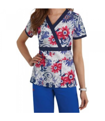 Med Couture Floral Energy crossover print scrub top - Floral Energy - M