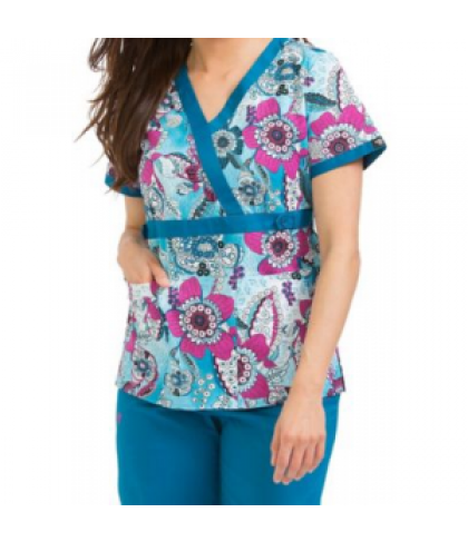 Med Couture Good Vibes crossover print scrub top - Good Vibes - XS