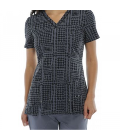 Dickies Xtreme Stretch Plaid to the Bone print scrub top - Plaid To The Bone - XS