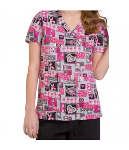 Peaches Full of Hope v-neck print scrub top - Full of Hope - S