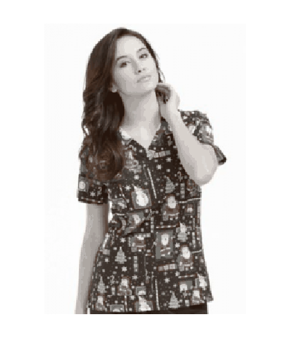 Peaches Anna Tis the Season print scrub top - Tis the Season - S