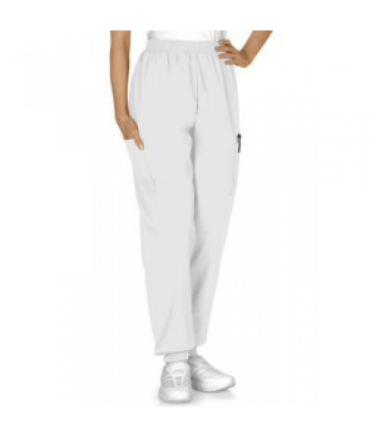 Fundamentals cuffed knit elastic waist scrub pant - White - M