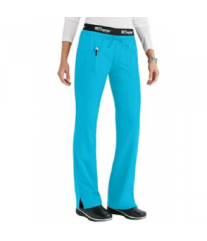 Greys Anatomy 3 pocket low rise logo waist scrub pant - Turquoise - S