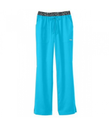 Greys Anatomy  low rise leopard waist scrub pants - Turquoise/leopard - S