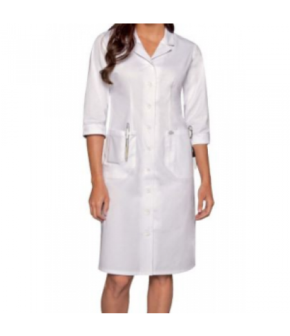 Dickies Professional Whites women's button front dress - White - XL