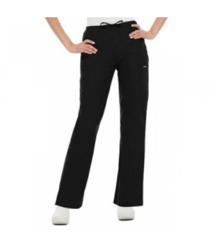 Landau drawstring front elastic back scrub pant - Black - XS