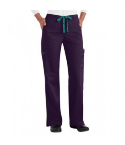 Med Couture Gigi modern fit cargo scrub pant - Eggplant/teal - S
