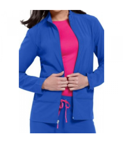 Smitten Biker Chic zip-front scrub jacket - Royal - L