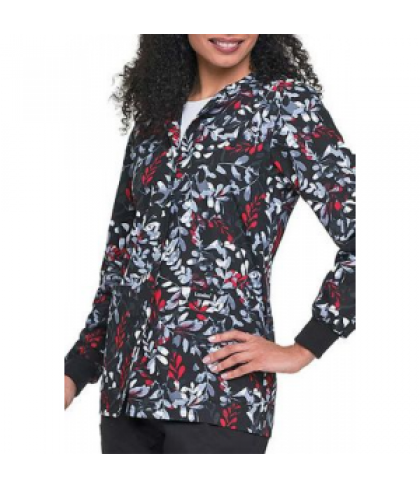 Landau Scattered Fern red print scrub jacket - Scattered Fern Red - M